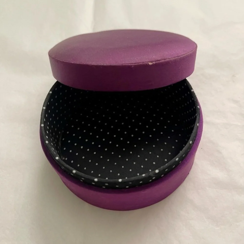 Vintage Purple Silk 4” Round Jewelry Storage Box
